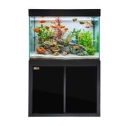 Aqua Dream Living 50 Gallon Rectangular Aquarium with LED Light, Black