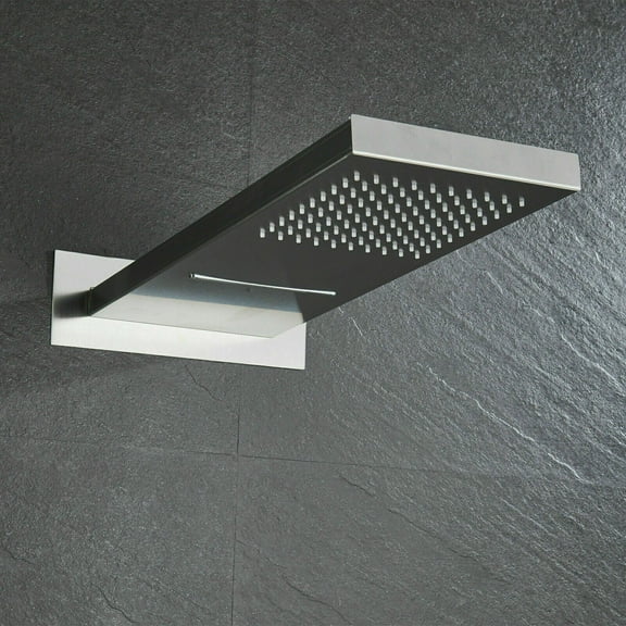Aqua Dual Shower Head Rain Waterfall Brushed Nickel