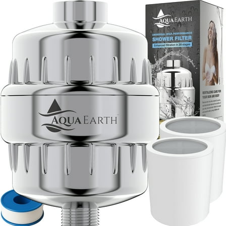 Aqua Earth Shower Filter For Hard Water Removes Chlorine Fluoride Harmful Substances Organics Other Sediments Shower Head Filter High Output Vitamin C