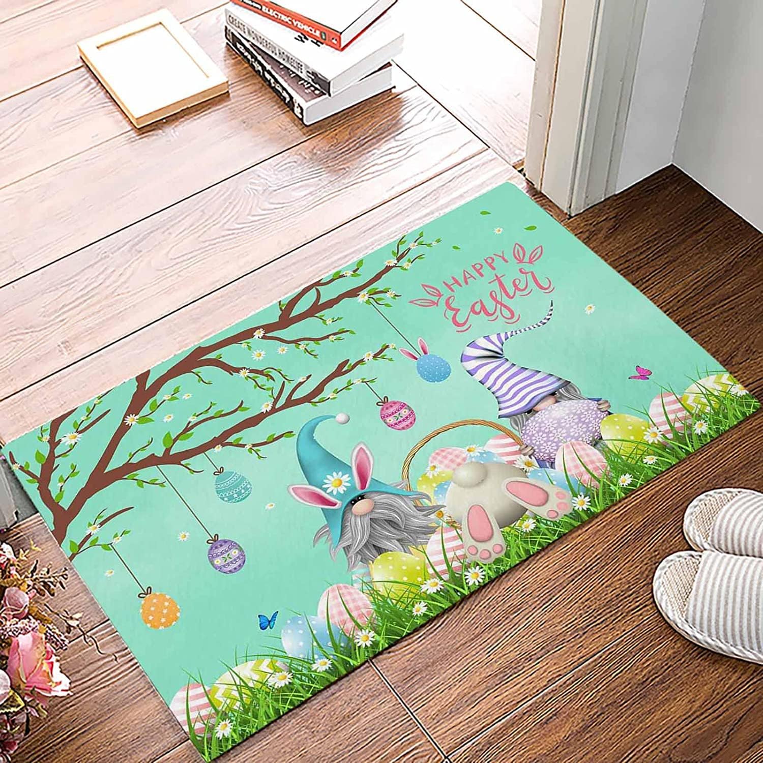 Aqua Easter Gnomes Bunny Tail Eggs Spring Florals Indoor Outdoor