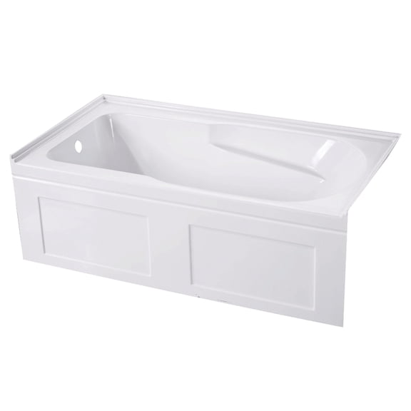 Aqua Eden VTAP603220CL 60-Inch Acrylic Rectangular 3-Wall Alcove Tub with Anti Skid and Left Drain Hole in Glossy White