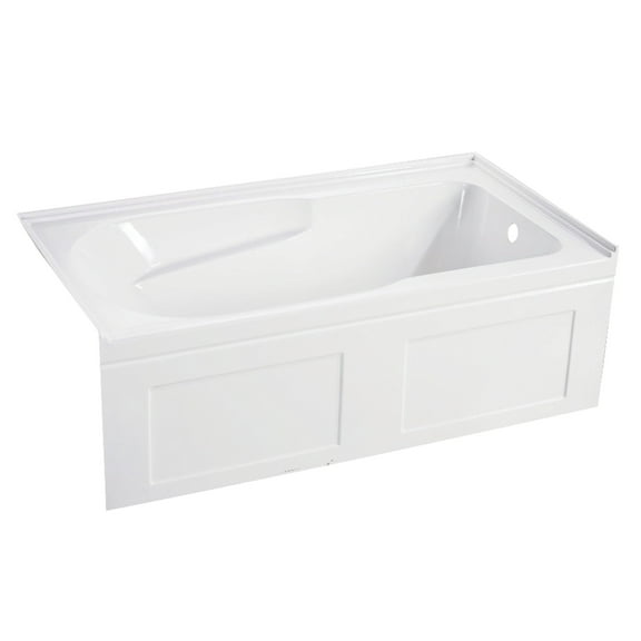 Aqua Eden VTAP603220CR 60-Inch Acrylic Rectangular 3-Wall Alcove Tub with Anti Skid and Right Drain Hole in Glossy White