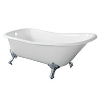 Aqua Eden VCTND6630NF1 67-Inch Cast Iron Single Slipper Clawfoot Tub (No Faucet Drillings), White/Polished Chrome