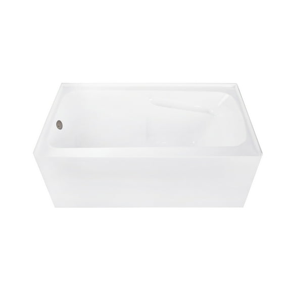 Aqua Eden CVTAP543023L5 54" Acrylic Rectangular 3-Wall Alcove Tub with Armrests, Left Hand Drain, Glossy White/Oil Rubbed Bronze