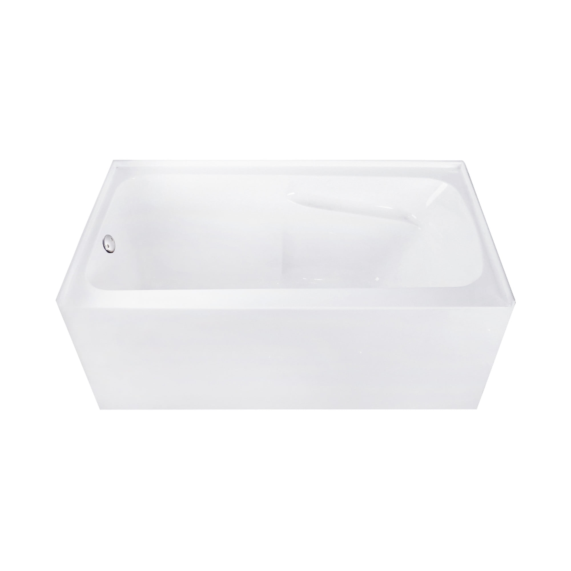 Aqua Eden CVTAP543023L8 54" Acrylic Rectangular 3-Wall Alcove Tub with Armrests, Left Hand Drain, Glossy White/Brushed Nickel