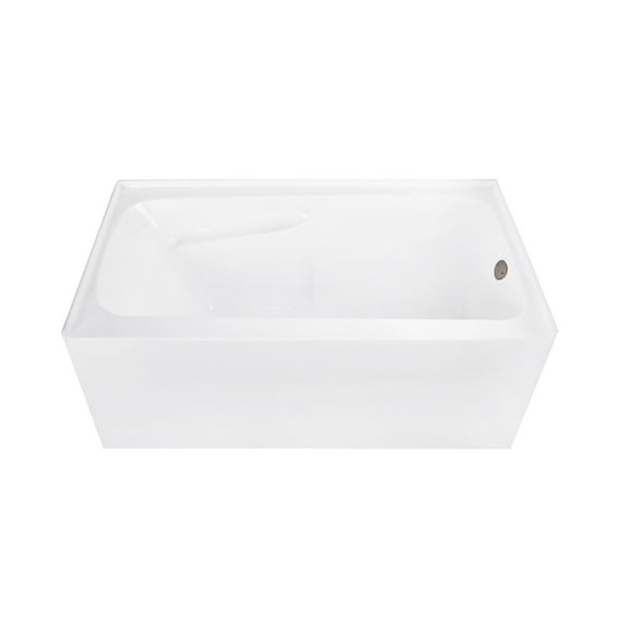 Aqua Eden CVTAP543023R5 54" Acrylic Rectangular 3-Wall Alcove Tub with Armrests, Right Hand Drain, Glossy White/Oil Rubbed Bronze
