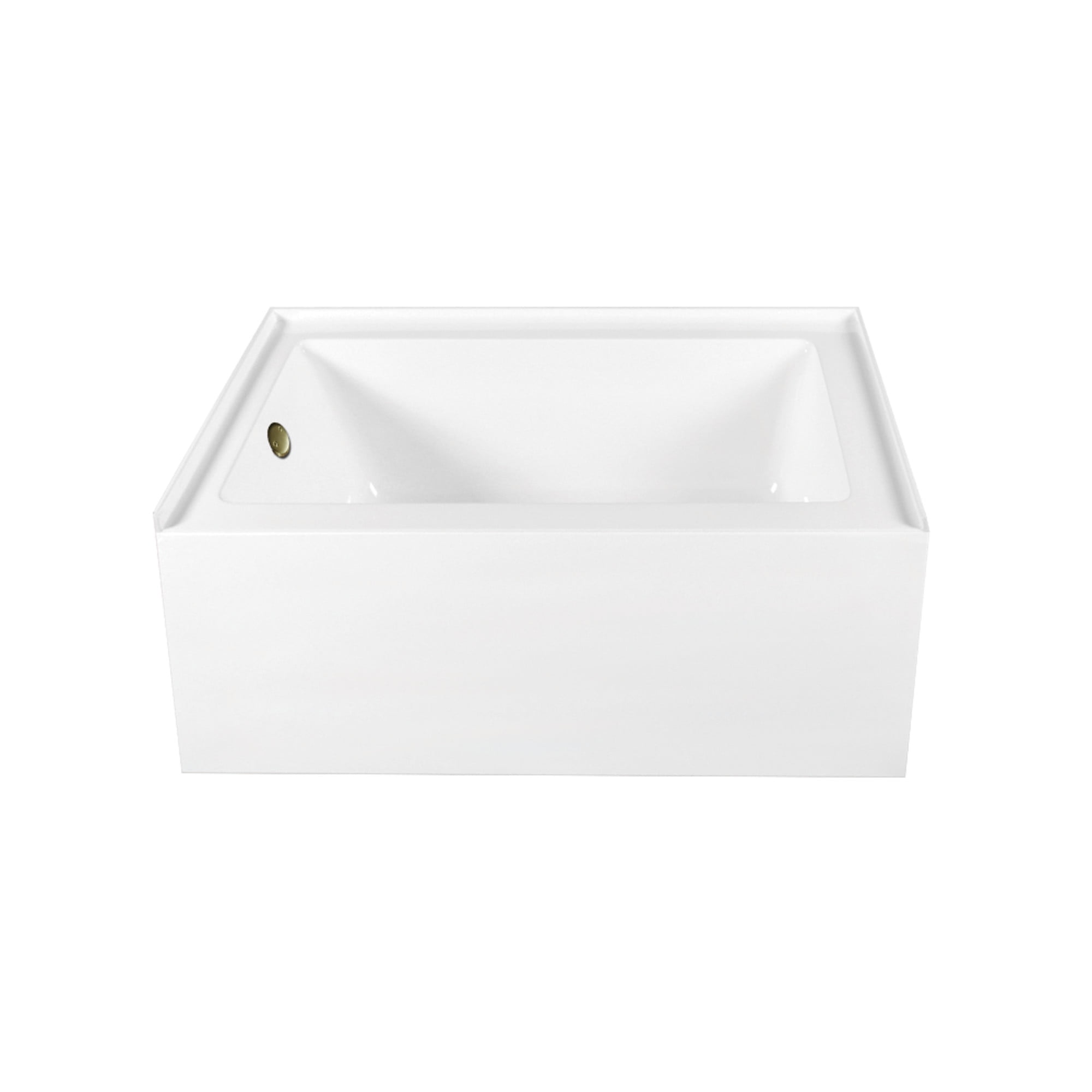 Aqua Eden CVTAP603222L3 60" Acrylic Rectangular 3-Wall Alcove Tub, Left Hand Drain, Glossy White/Antique Brass
