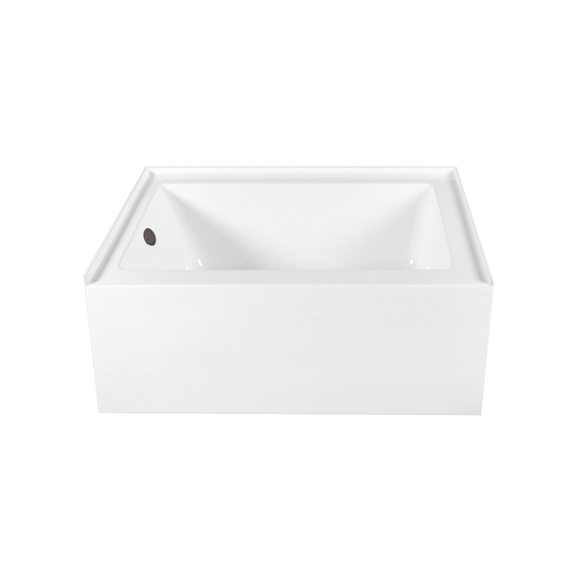 Aqua Eden CVTAP603222L5 60" Acrylic Rectangular 3-Wall Alcove Tub, Left Hand Drain, Glossy White/Oil Rubbed Bronze