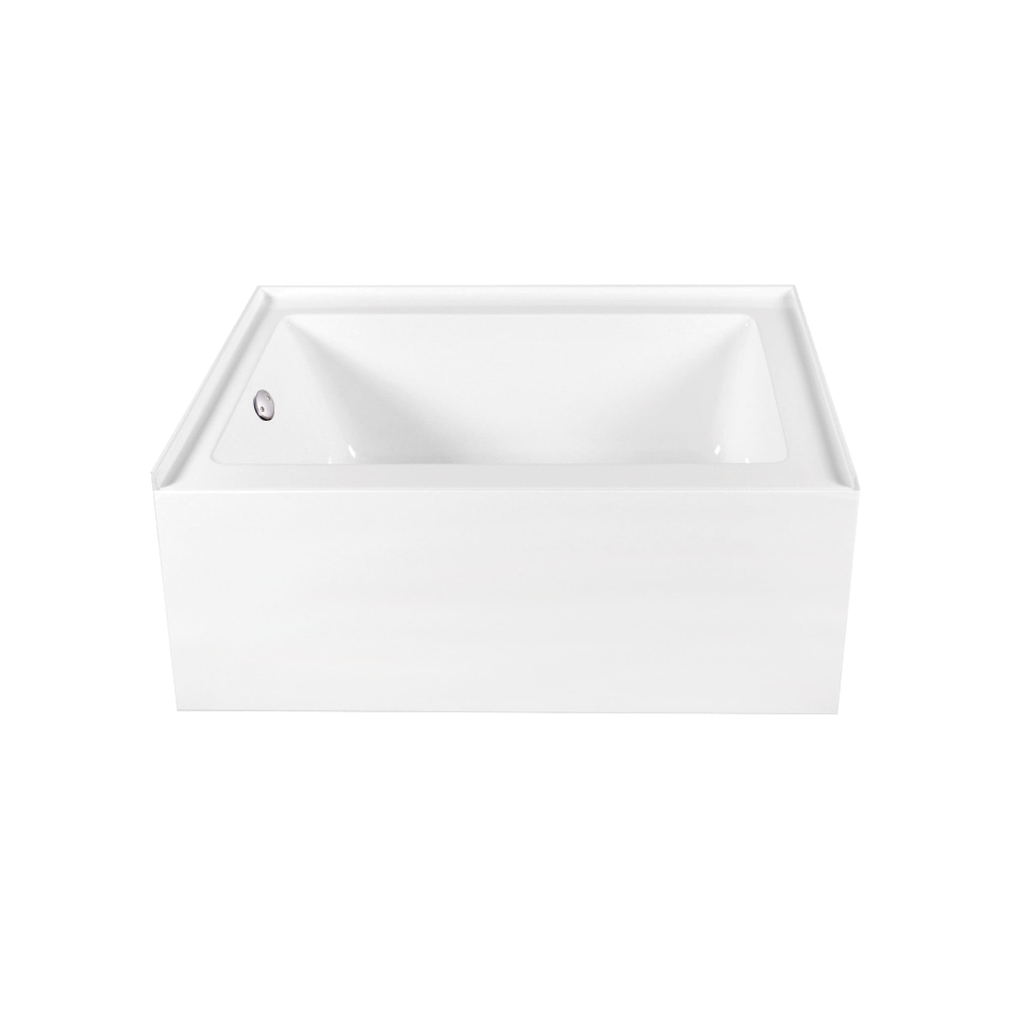 Aqua Eden CVTAP603222L8 60" Acrylic Rectangular 3-Wall Alcove Tub, Left Hand Drain, Glossy White/Brushed Nickel
