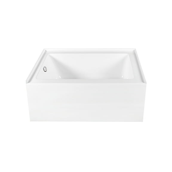 Aqua Eden CVTAP603222L8 60" Acrylic Rectangular 3-Wall Alcove Tub, Left Hand Drain, Glossy White/Brushed Nickel