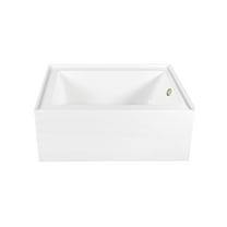 Aqua Eden CVTAP603222R7 60" Acrylic Rectangular 3-Wall Alcove Tub, Right Hand Drain, Glossy White/Brushed Brass