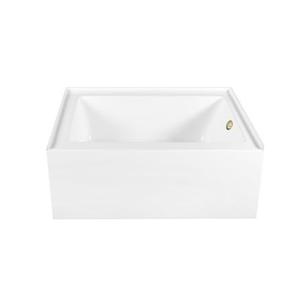 Aqua Eden CVTAP603222R7 60" Acrylic Rectangular 3-Wall Alcove Tub, Right Hand Drain, Glossy White/Brushed Brass