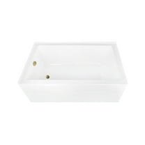 Aqua Eden CVTAP603622L7 60" Acrylic Rectangular 3-Wall Alcove Tub, Left Hand Drain, Glossy White/Brushed Brass