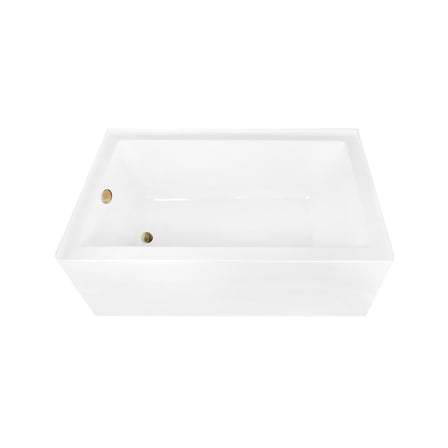 Aqua Eden CVTAP603622L7 60" Acrylic Rectangular 3-Wall Alcove Tub, Left Hand Drain, Glossy White/Brushed Brass