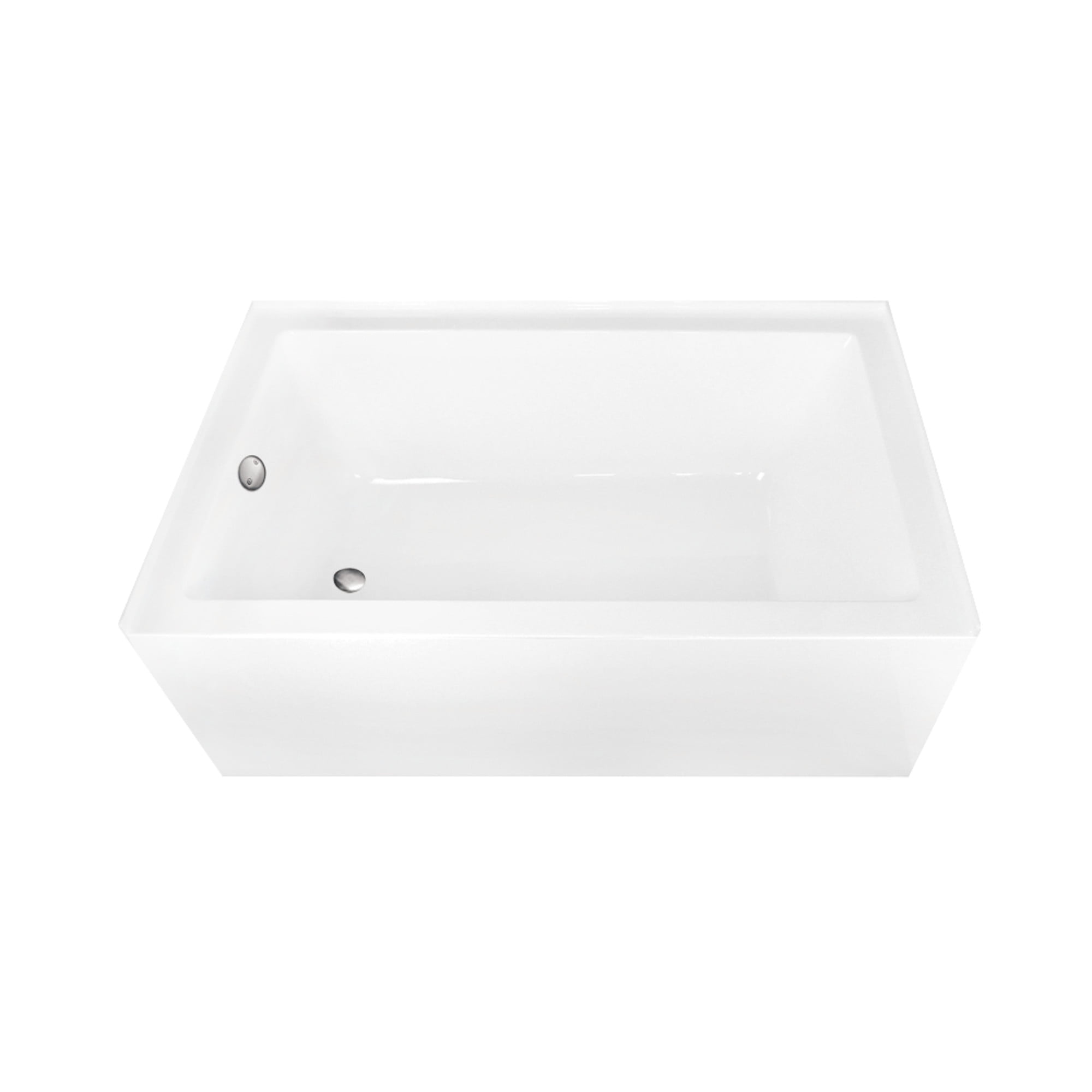 Aqua Eden CVTAP603622L8 60" Acrylic Rectangular 3-Wall Alcove Tub, Left Hand Drain, Glossy White/Brushed Nickel