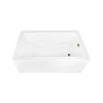 Aqua Eden CVTAP603622R7 60" Acrylic Rectangular 3-Wall Alcove Tub, Right Hand Drain, Glossy White/Brushed Brass