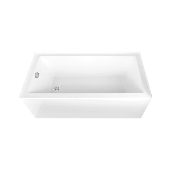 Aqua Eden CVTAP663222L6 66" Acrylic Rectangular 3-Wall Alcove Tub, Left Hand Drain, Glossy White/Polished Nickel