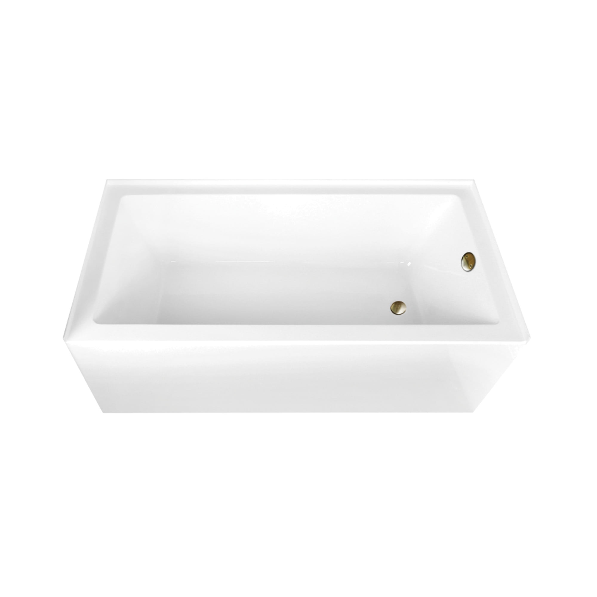Aqua Eden CVTAP663222R3 66" Acrylic Rectangular 3-Wall Alcove Tub, Right Hand Drain, Glossy White/Antique Brass
