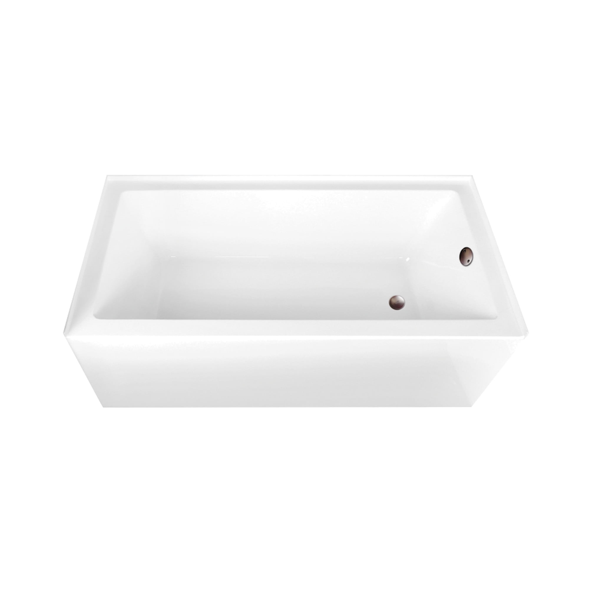 Aqua Eden CVTAP663222R5 66" Acrylic Rectangular 3-Wall Alcove Tub, Right Hand Drain, Glossy White/Oil Rubbed Bronze