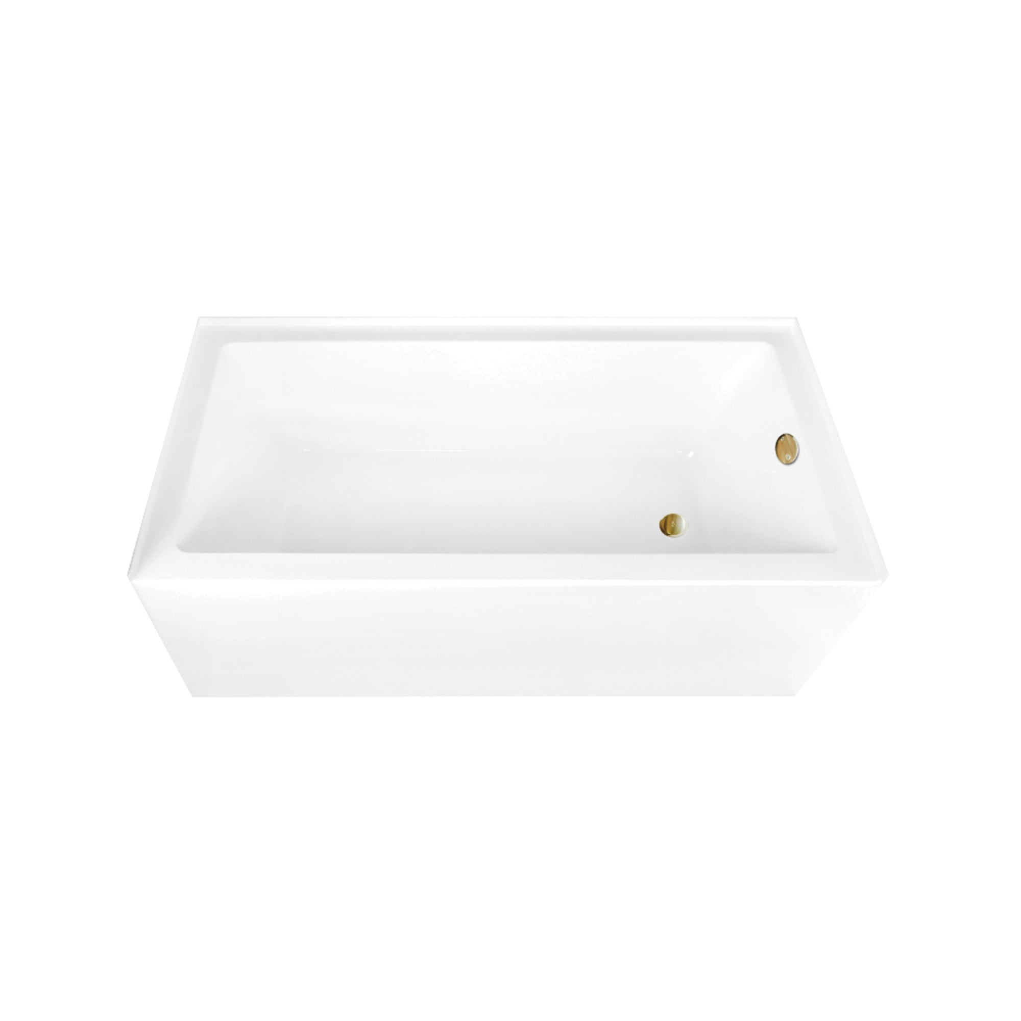 Aqua Eden CVTAP663222R7 66" Acrylic Rectangular 3-Wall Alcove Tub, Right Hand Drain, Glossy White/Brushed Brass