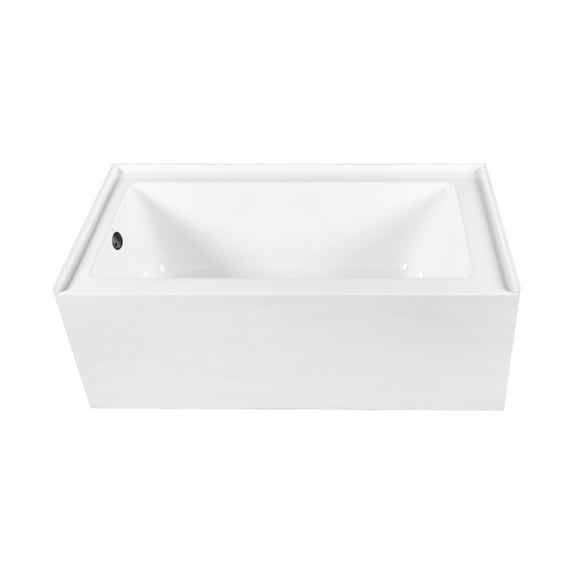 Aqua Eden CVTDE603122L0 60" Acrylic Rectangular 3-Wall Alcove Tub, Left Hand Drain, Glossy White/Matte Black