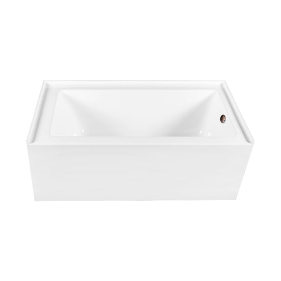 Aqua Eden CVTDE603122R5 60" Acrylic Rectangular 3-Wall Alcove Tub, Right Hand Drain, Glossy White/Oil Rubbed Bronze