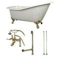 thumbnail image 1 of Aqua Eden KCT7D653129C2 62-Inch Cast Iron Single Slipper Clawfoot Tub Combo with Faucet and Supply Lines, White/Polished Brass, 1 of 2