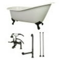 thumbnail image 1 of Aqua Eden KCT7D653129C5 62-Inch Cast Iron Single Slipper Clawfoot Tub Combo with Faucet and Supply Lines, White/Oil Rubbed Bronze, 1 of 2
