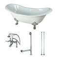 thumbnail image 1 of Aqua Eden KCT7D7231C1 72-Inch Cast Iron Double Slipper Clawfoot Tub Combo with Faucet and Supply Lines, White/Polished Chrome, 1 of 2