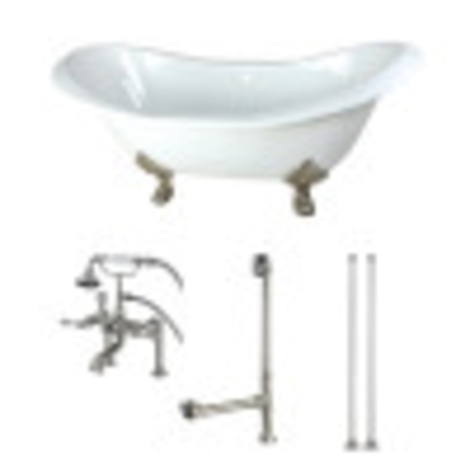 Double Slipper 72 in. Cast Iron Clawfoot Bathtub in White and Faucet Combo in Oil Rubbed Bronze Double Slipper 72 in. Cast Iron Clawfoot Bathtub in White and Faucet Combo in Oil Rubbed Bronze