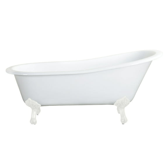 Aqua Eden NHVCTND653129BW 61-Inch Cast Iron Oval Single Slipper Clawfoot Tub (No Faucet Drillings) in White