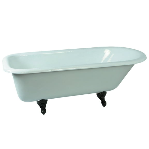 Aqua Eden NHVCTND673123T5 66-Inch Cast Iron Roll Top Clawfoot Tub (No Faucet Drillings), White/Oil Rubbed Bronze