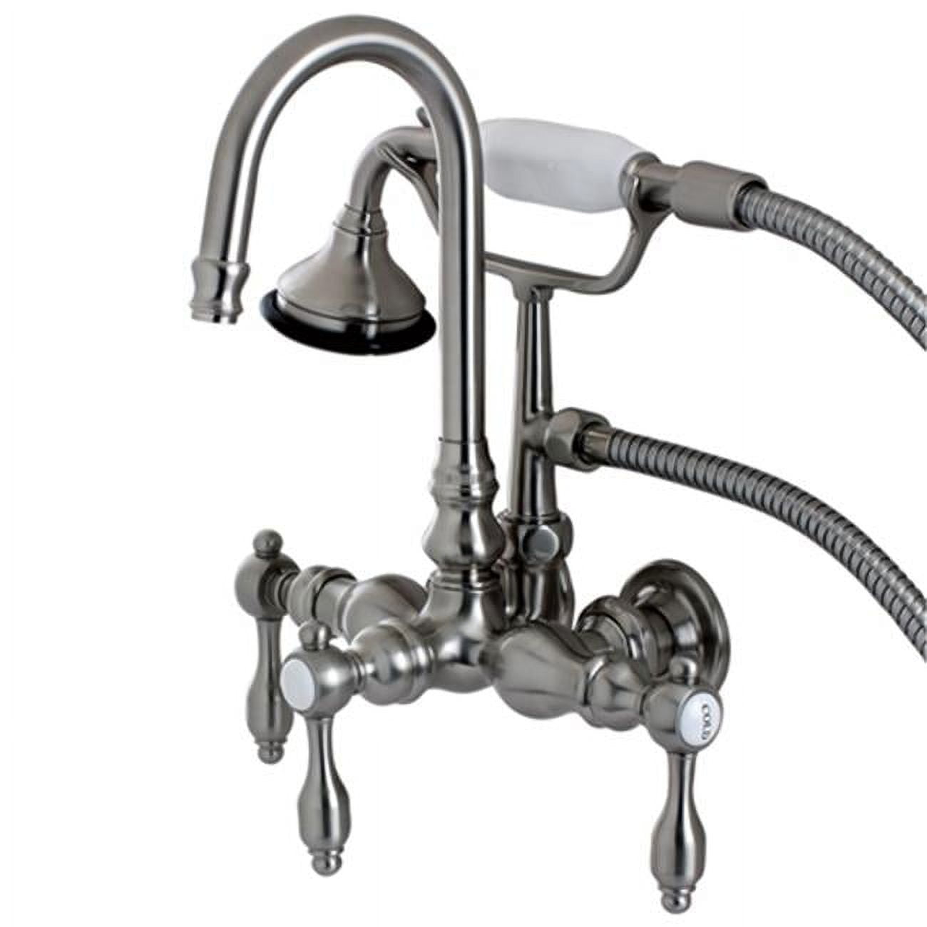 Elegant Vintage High-Arc Clawfoot Tub Faucet with Handshower in Brushed Nickel