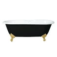 thumbnail image 1 of Aqua Eden VBT7D663013NB7 66-Inch Cast Iron Oval Double Ended Clawfoot Tub (7-Inch Faucet Drillings) in Black/White/Brushed Brass, 1 of 5