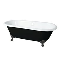 Aqua Eden VBTND663013NB5 66-Inch Cast Iron Oval Double Ended Clawfoot Tub (No Faucet Drillings) in Black/White/Oil Rubbed Bronze
