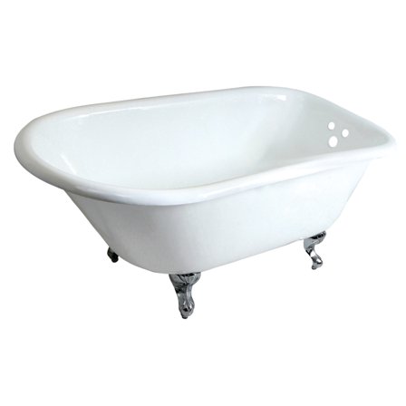 Aqua Eden VCT3D483018NT1 48" Cast Iron Clawfoot Tub, White/Polished Chrome