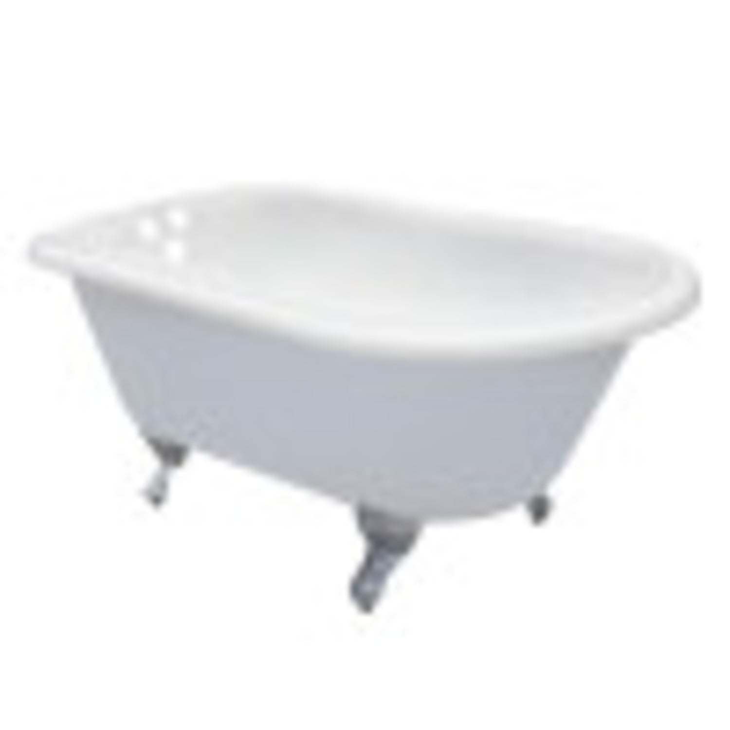 54-Inch White Cast Iron Clawfoot Tub with Chrome Feet