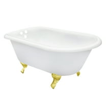 Aqua Eden VCT3D543019NT2 54" Cast Iron Oval Rectangular Roll Top Clawfoot Tub (3-3/8" Wall Drillings), White/Polished Brass
