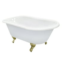 Aqua Eden VCT3D603019NT7 60-Inch Cast Iron Oval Rectangular Roll Top Clawfoot Tub (3-3/8-Inch Wall Drillings) in White/Brushed Brass