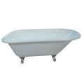 thumbnail image 1 of Aqua Eden VCT3D663019NT8 66-Inch Cast Iron Oval Rectangular Roll Top Clawfoot Tub (3-3/8-Inch Wall Drillings) in White/Brushed Nickel, 1 of 8