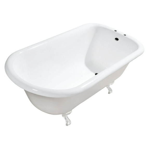 Aqua Eden VCT7D543019WH 54" Cast Iron Classic Flat-Rim Roll Top Clawfoot Tub (7" Faucet Drillings), White