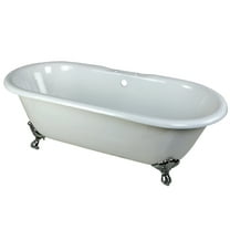 Aqua Eden VCT7D663013NB1 66-Inch Cast Iron Double Ended Clawfoot Tub with 7-Inch Faucet Drillings, White/Polished Chrome