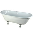 thumbnail image 1 of Aqua Eden VCT7D6728NH1 67-Inch Cast Iron Double Slipper Clawfoot Tub with 3-3/8 Inch Wall Drillings, White/Polished Chrome, 1 of 8