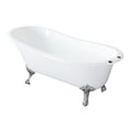 thumbnail image 1 of Aqua Eden VCT7D673122ZB8 67-Inch Cast Iron Oval Single Slipper Clawfoot Tub (7-Inch Faucet Drillings) in White/Brushed Nickel, 1 of 6