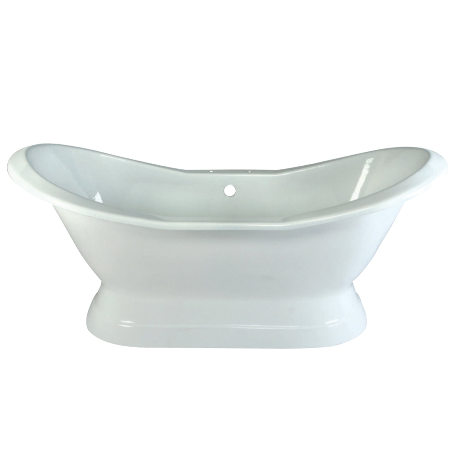 White Cast Iron Double Slipper Pedestal Tub, 72-Inch