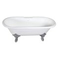 thumbnail image 1 of Aqua Eden VCT7DE7232NL1 72-Inch Cast Iron Oval Double Ended Clawfoot Tub (7-Inch Faucet Drillings) in White/Polished Chrome, 1 of 8