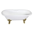 thumbnail image 1 of Aqua Eden VCT7DE7232NL2 72-Inch Cast Iron Oval Double Ended Clawfoot Tub (7-Inch Faucet Drillings) in White/Polished Brass, 1 of 8