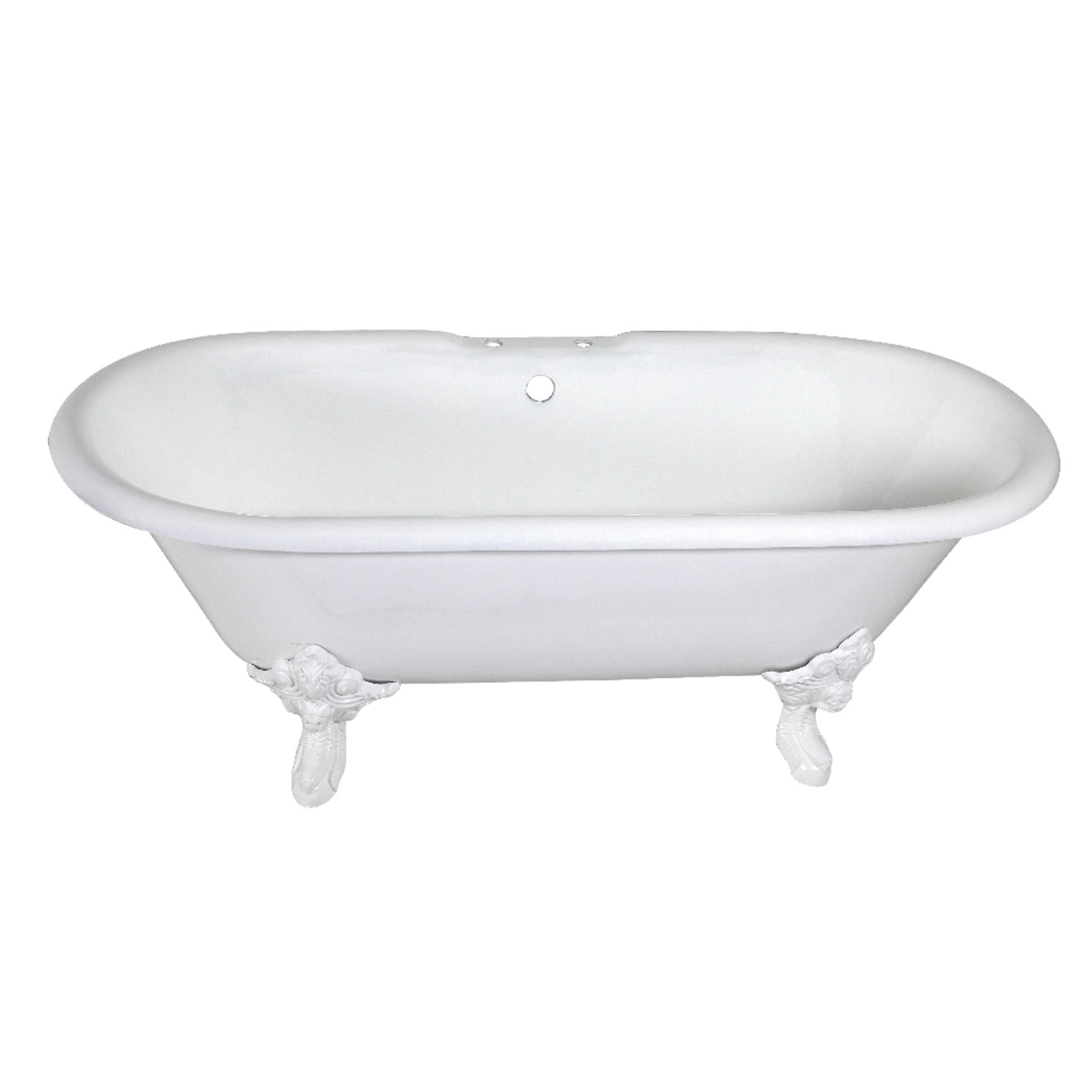 Aqua Eden 72-Inch White Cast Iron Double Ended Clawfoot Tub