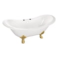 thumbnail image 1 of Aqua Eden VCT7DS6130NC7 61-Inch Cast Iron Oval Double Slipper Clawfoot Tub (7-Inch Faucet Drillings) in White/Brushed Brass, 1 of 5