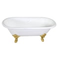 thumbnail image 1 of Aqua Eden VCTDE7232NL7 72-Inch Cast Iron Oval Double Ended Clawfoot Tub (No Faucet Drillings) in White/Brushed Brass, 1 of 5